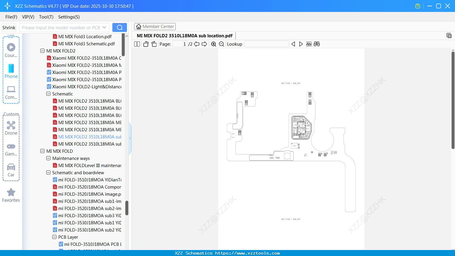 Xiaomi MI MIX FOLD2 3510L18M0A Sub Location